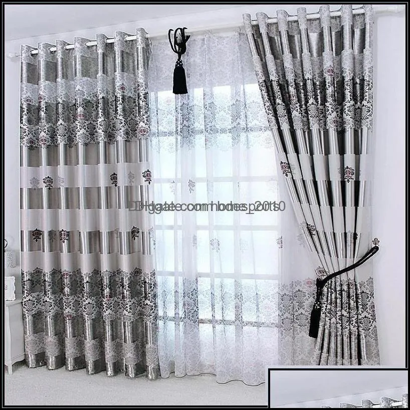 Gardinfönsterbehandlingar Hemtextiler Garden Garden1PC Gardiner Windows Drapes European Modern Elegant Noble Printing Shade for Living R