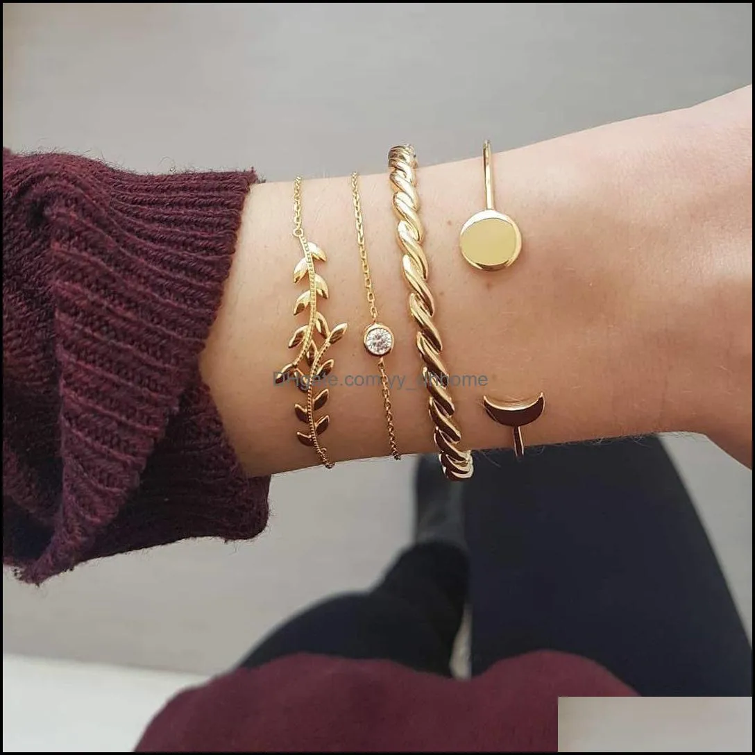 multilayer bracelet set4pcs/set chains bracelets for women jewelry gold metal chain bracelets bangle yydhhome