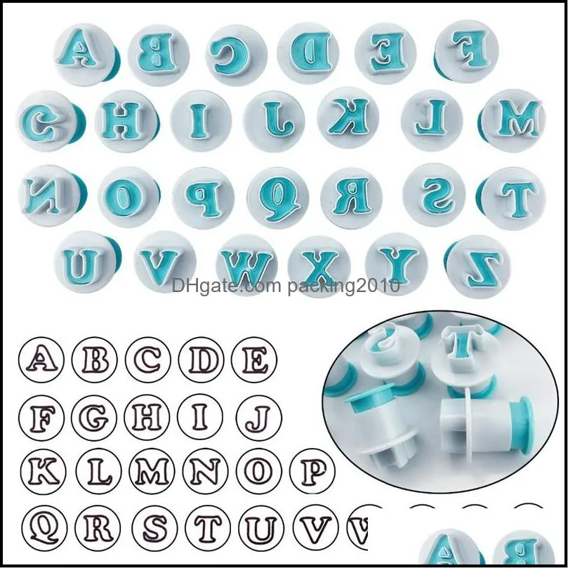 26 Alphabet Letter Numbers Fondant Cake Decorating Set Cookie Biscuit Mold Printing Pressure Icing Cutter Die Mold