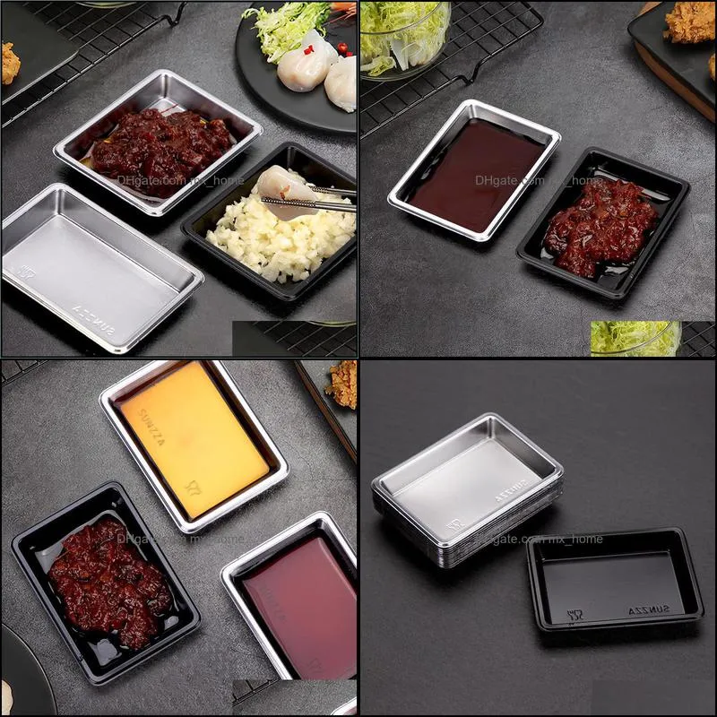 Disposable Sushi Soy Sauce Dish Rectangle Salad Salt Seasoning Plate Restaurant Takeout Condiment Tray Wholesale WB2638