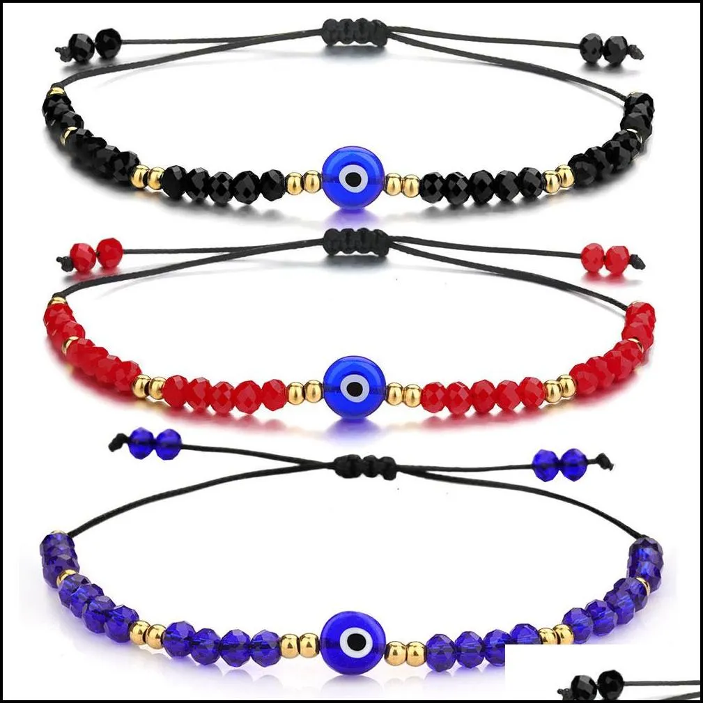 Braided Evil Blue Eye Bracelet Handmade Jewelry Colorful Crystal Beads Bracelets For Women Girl