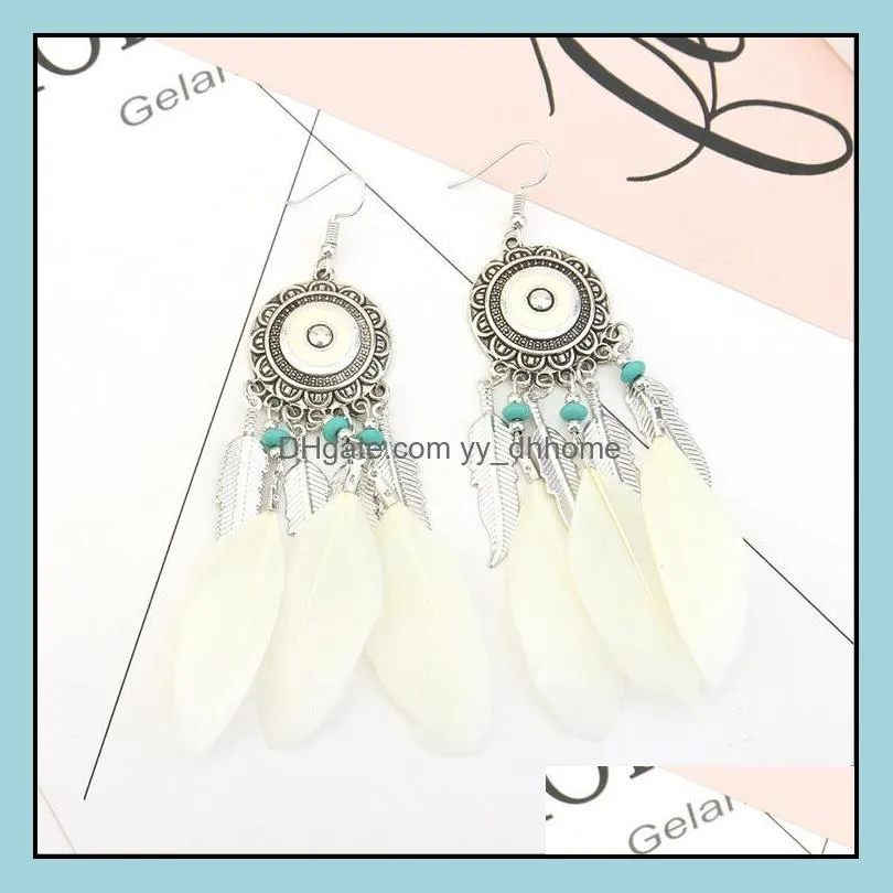 feather dangle earrings for women vintage tassel long bohemia ethnic customs earrings fashion jewelry accessories wholesale - 0791wh