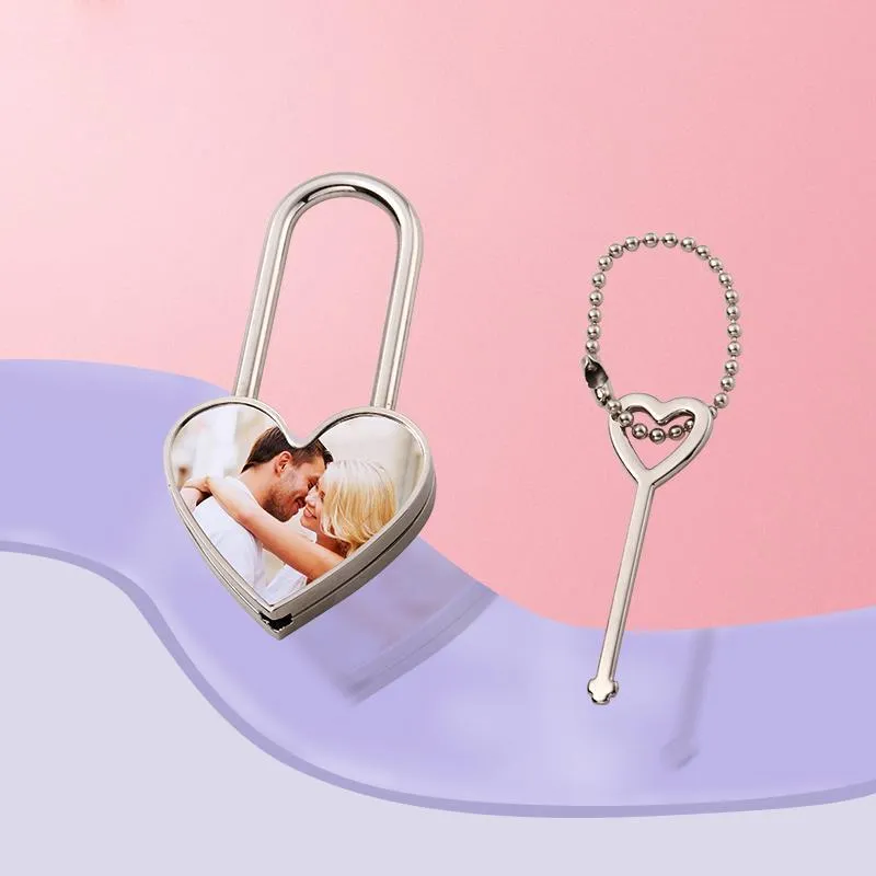 Party Sublimation Wishing Lock Luggage Padlock Valentine`s Day Locks Heat Transfer Padlocks Heart-shaped Square Round Padlock