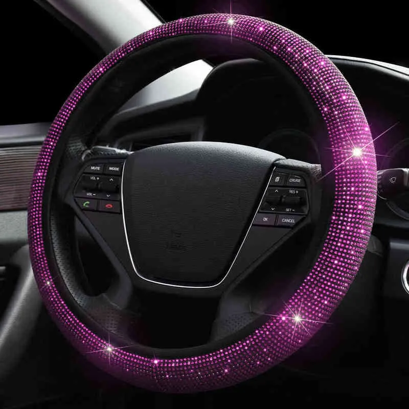 Bling Car Accessories For Girl Women 38cm Steering Wheel Cover Set