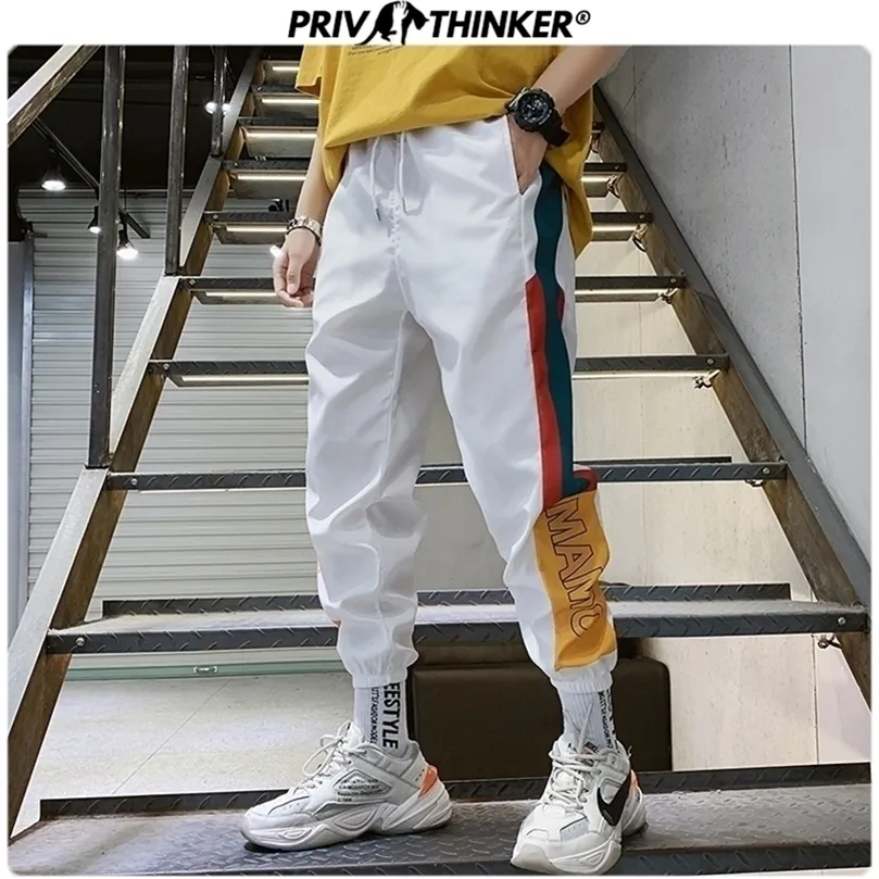 Privathinker Hip Hop Streetwear Hombres Joggers Pantalones Coreano Lado Impreso Hombre Harem Pantalones Hombres Casual Cargo Pantalones 201128