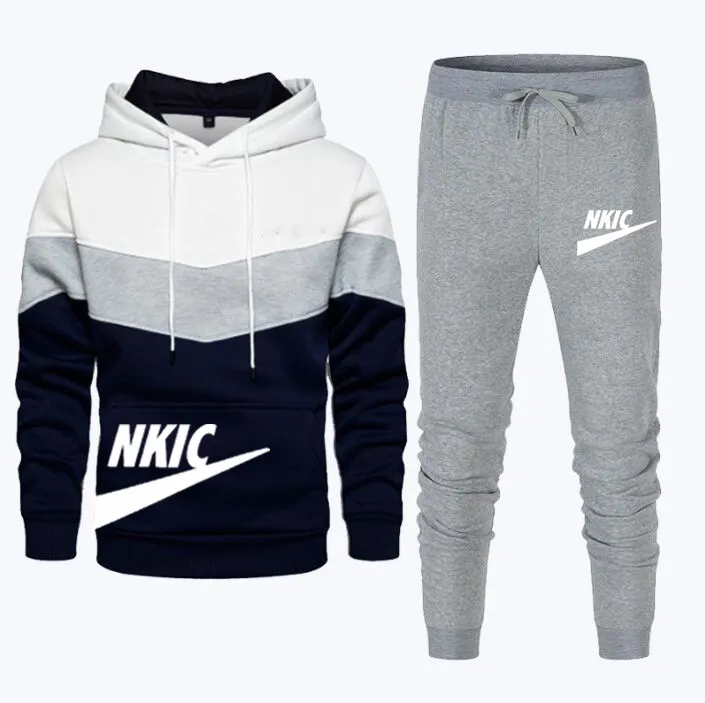 Mens Winter Fleece Tracksuit Set With Fashionable Splice Color Block Hoodie  And Trouser Plus Size S 3XL From Cstying2022, $12.89