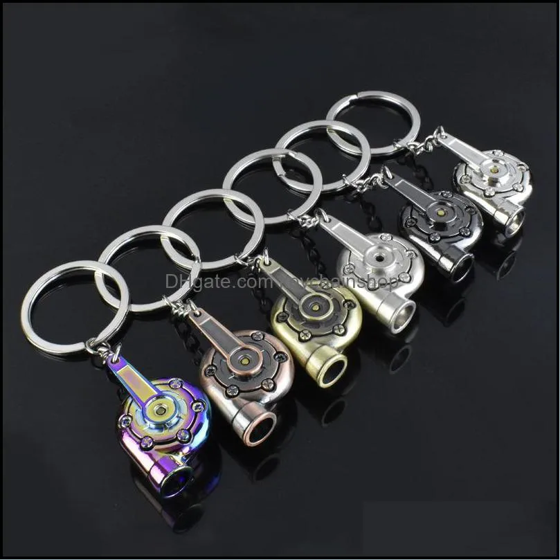 mixed colors piston turbo brake keychain wheel caliper metal keyfob sleeve bearing spinning auto holder car engine keyring