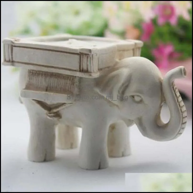 lucky elephant antique ivory candle holders placecard holder candlesticks birthday wedding party home decoration craft gift