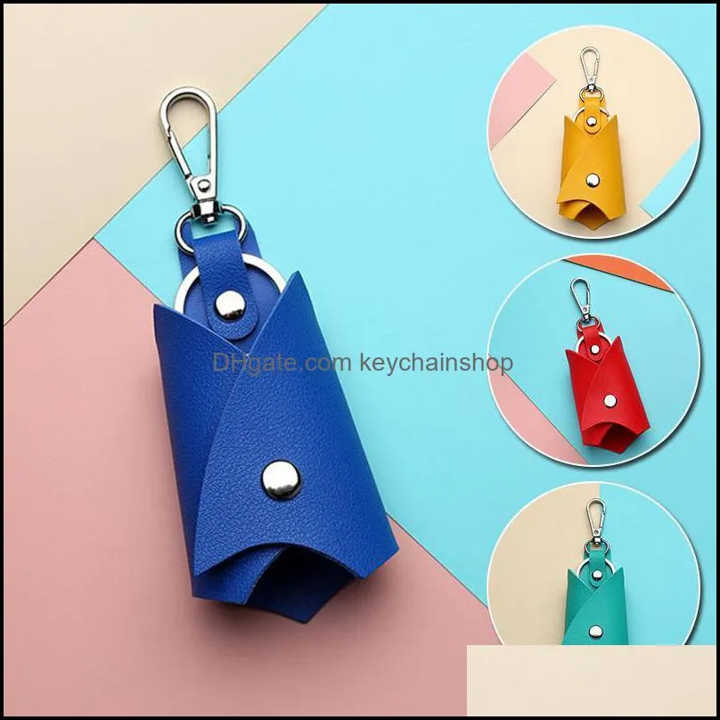 keychains creative bat shaped pu leather keychain women men car key protective cover waist hanging case jewelry accessories