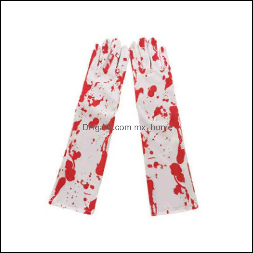 1 pair halloween cosplay festive blood stains over the knee socks ghost bones pattern stockings gloves festives mood costumes accessories vtm