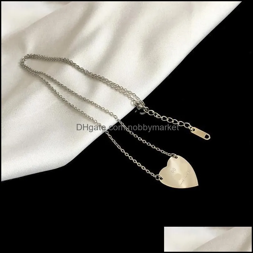 heart necklace female stainless steel couple gold chain pendant jewelry on the neck gift for girlfriend accessories wholesale