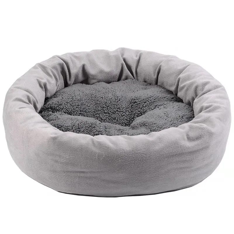 Cat Bed Round Winter Warm Dog Plus Velvet Sleeping Pad Supplies Pet Kennel Removable Mat 220323