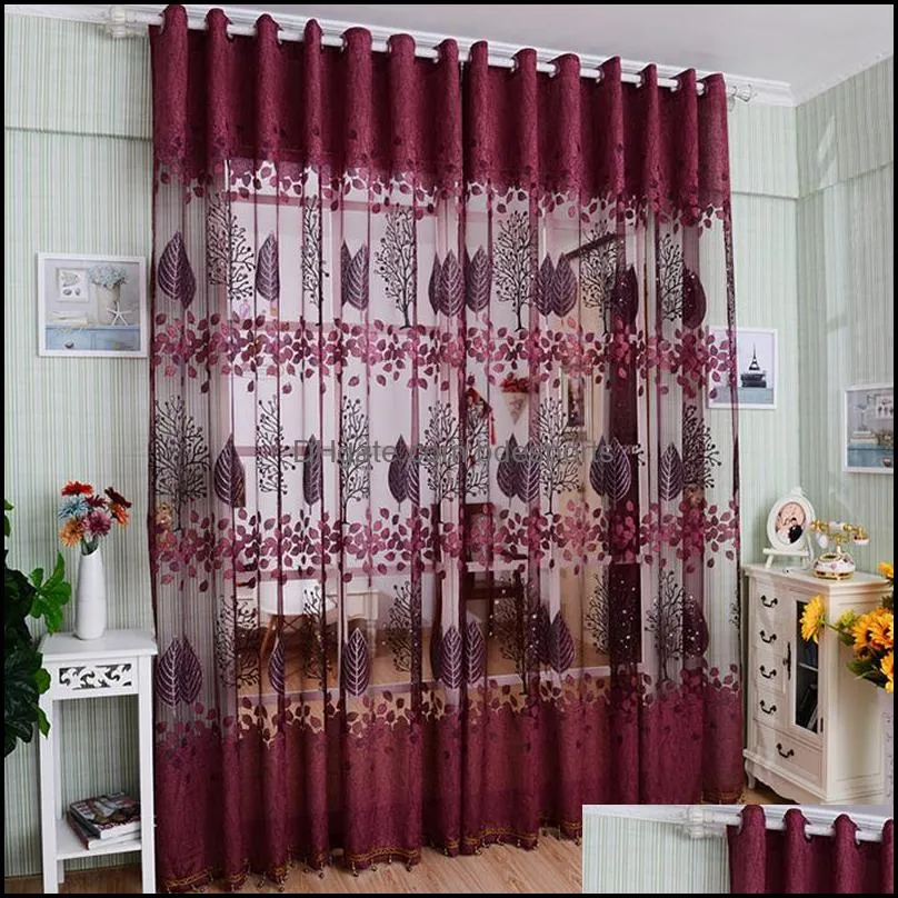 Embroidery Room Floral Tulle Window Screening Curtain Drape Scarfs Valances Curtian For Living Room Bedroom