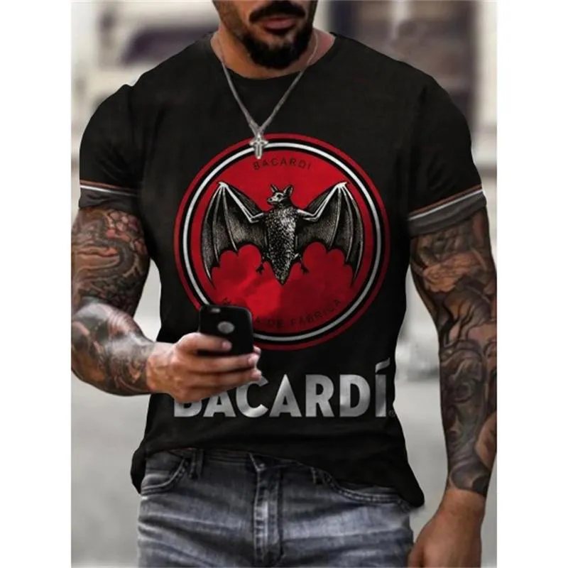 Mannen T-shirts Zomer Korte Mouw Heren T-shirt O-hals 3d Print Grafische Shirts Bacardi Rum Vintage Kleding Top Tees Voor Mannen Harajuku Mode