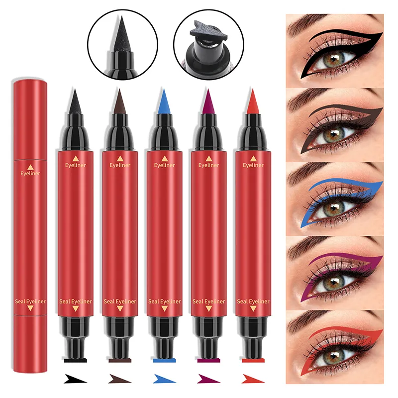 Colorful Double Head 3.5g Quick Drying Waterproof Eyeliner Pen Triangle Stamp Long Lasting Smudgefree Eye Liner Eye Pencil Eyes Makeup Cosmetic Wholesale ZL1284