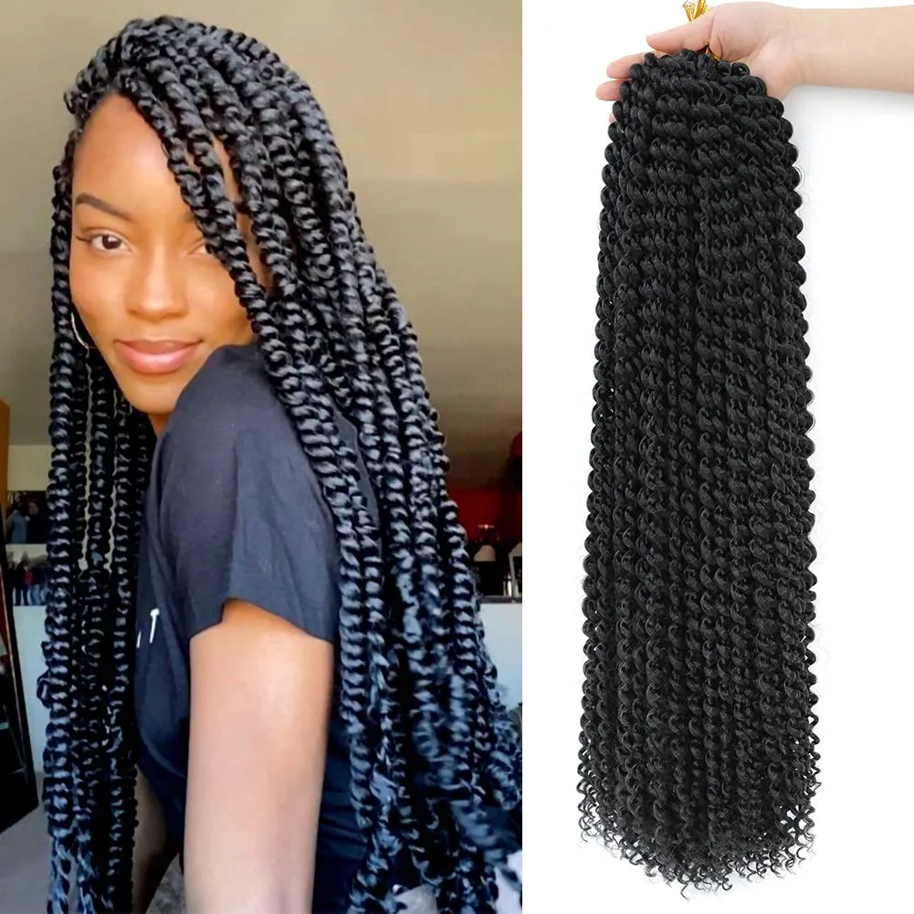 18 "Passie Twist Gehaakte Haar Pre-Looped Synthetische Vlechten Hair Extensions 80 g/stks Ombre Pre-Twisted water Wave Vlechten LS06