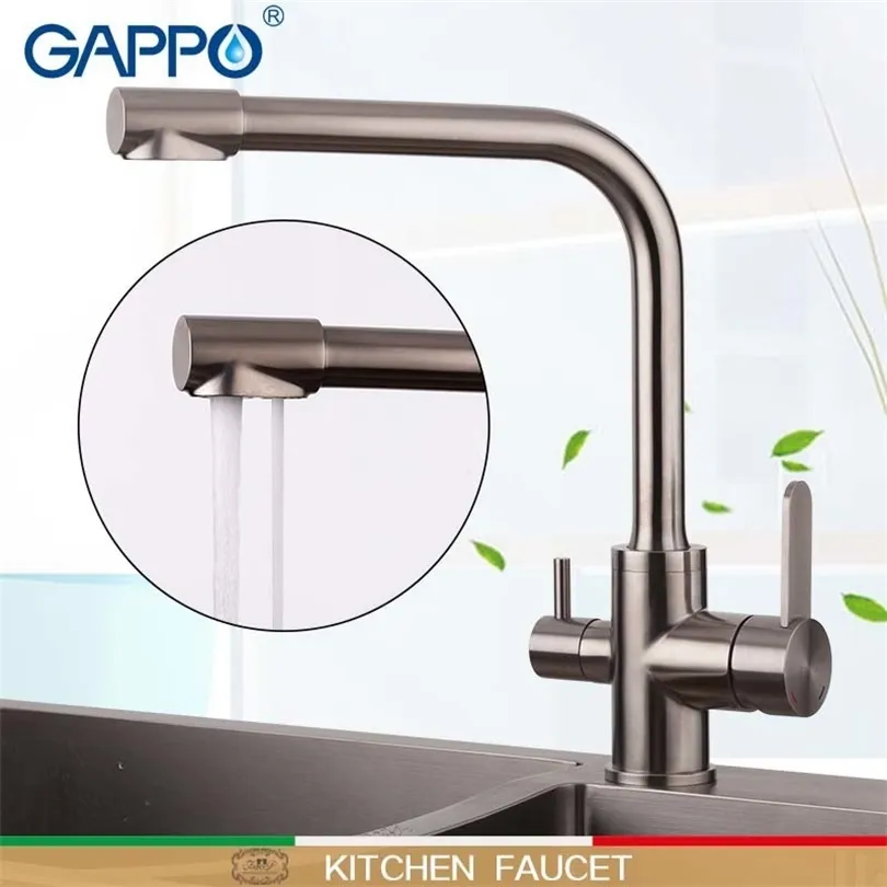 Gappo Kitchen kranar GRIFERIA MED Filtrerade vattenkranar Rostfria kökskranar Dricksvatten Sänk Mixer Vattenfall TAP T200810