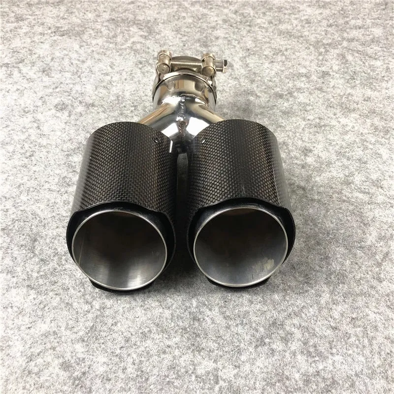 1 PZ Y Modello Doppio Tubo Di Scarico Posteriore Di Pari Lunghezza Per Akrapovic Carbonio Lucido Coda Silenziatore Tubi di Scarico Auto Modifica Universale