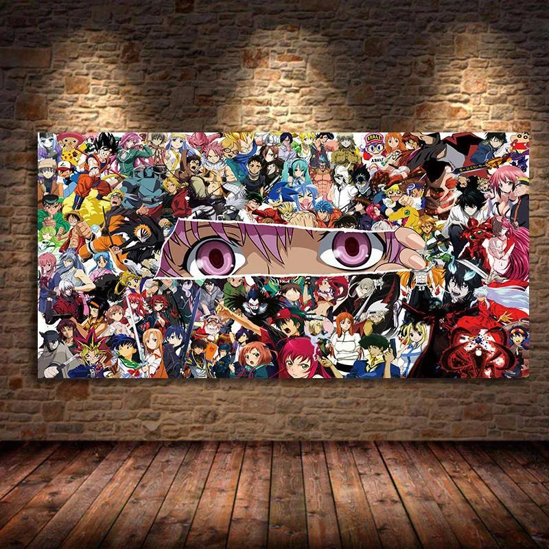 Dipinti Collezione di personaggi anime giapponesi Tela Pittura Cartoon Wall Art Poster e stampe per camera da letto Camera dei bambini Cuadros UnframedPain