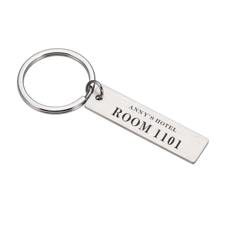 Porte-clés d'hôtel personnalisé, nom, numéro de chambre, en acier inoxydable, accessoires de luxe, Souvenir