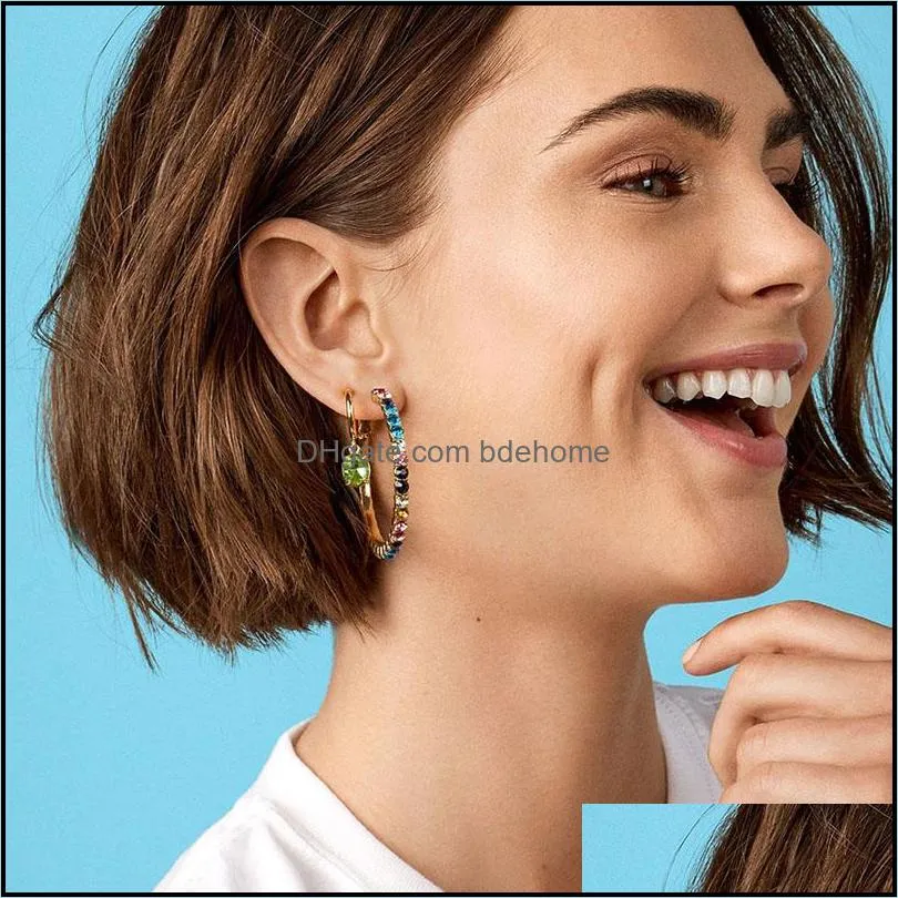  punk big round hoops earrings fashion colorful crystal hiphop rock jewelry statement party earrings for women wholesale