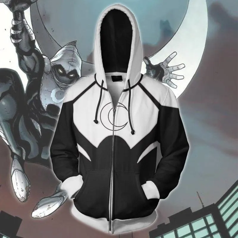 Luvtröjor herr Sweatshirts Moon Knight Mark Spector Costume 3D-tryckt tröja Cosplay Game Anime Cartoon Huvjacka Herr