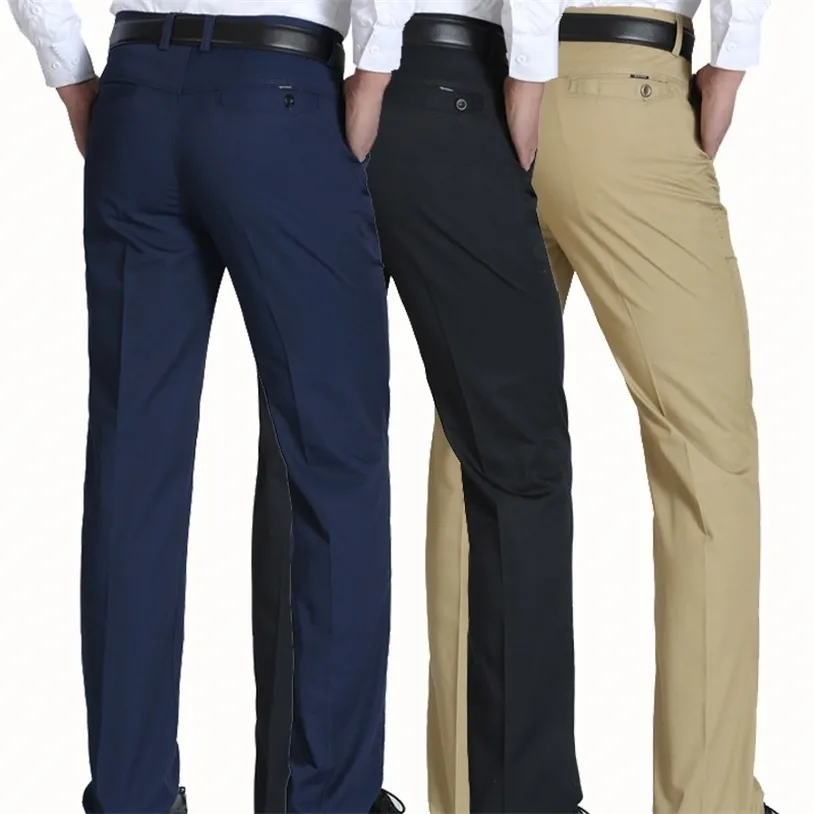 Pantalons décontractés hommes 100% coton taille 40 printemps été pantalon droit 55-100 kg porter des pantalons chauds confortables vêtements masculins 220325