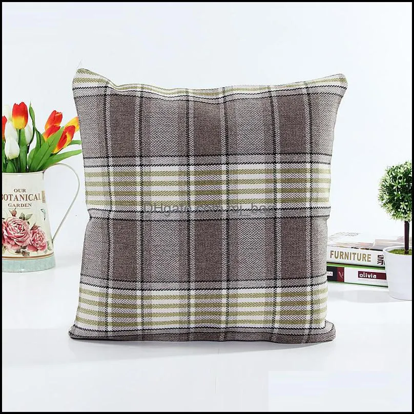 9 styles grid square pillow case double-sided linen lattice pillow 20pcs covers high-end car cushions cases check sofa pillowcase