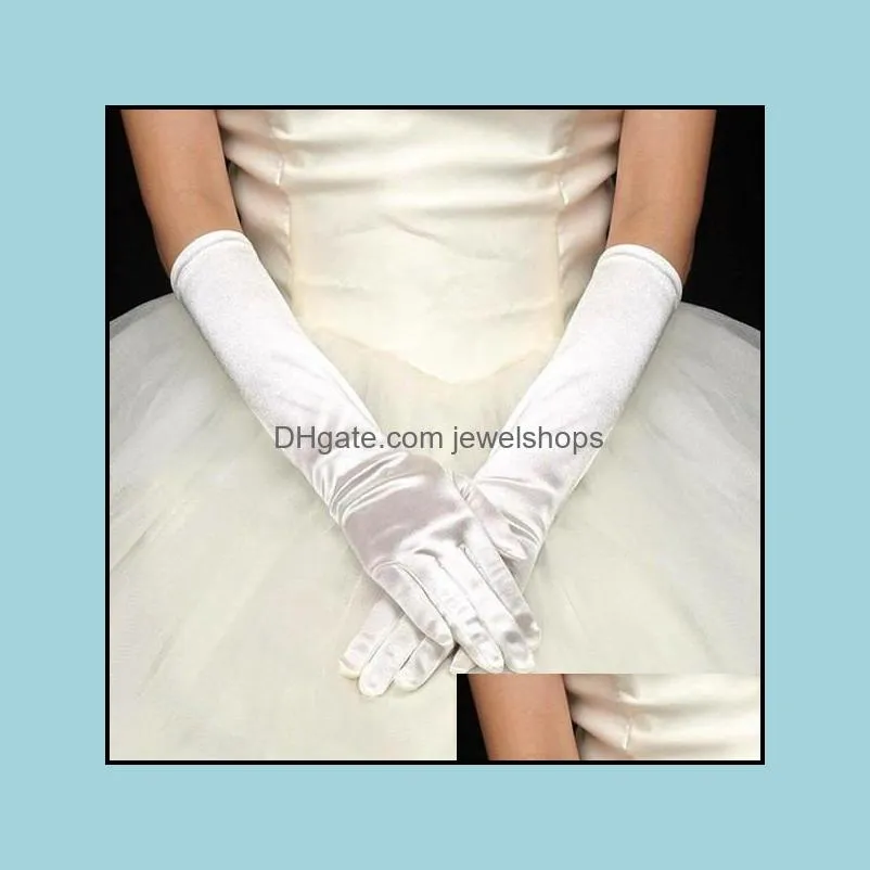 Satin Long Gloves Womens Bridal Evening Party Prom Gloves Guantes Mujer Opera Party Fashion Silk Solid Long Woman