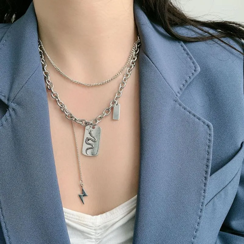 Collier ras du cou Goth esthétique chaîne à maillons cubains Kpop accessoires pour femmes bijoux Emo vêtements collier bijoux chaînes en couches Morr22