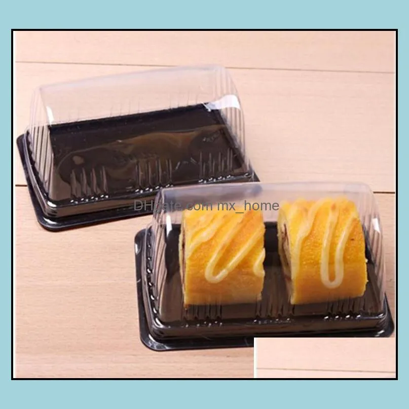 swiss roll plastic transparent clear disposable bread cake boxes pastry bakery dessert shop free shipping sn1703