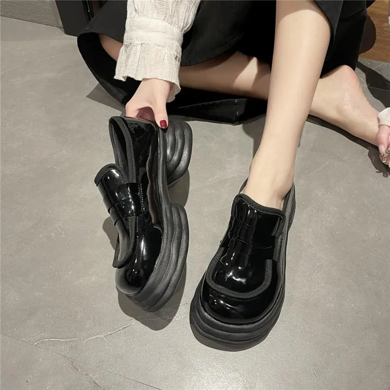 Moda Elbise Ayakkabı Cootelili Platformu Kadın Yuvarlak Ayak Pompaları 5 cm Topuk Kadınlar üzerinde Kayma Siyah Temel Boyutu 35-40