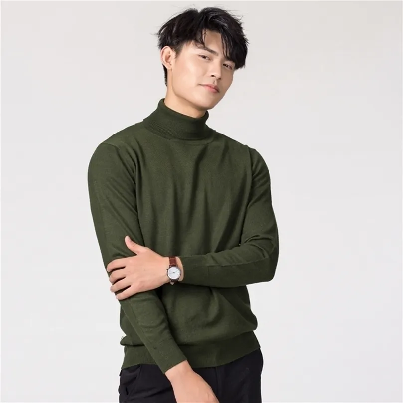 Man Sweaters Cashmere and Wool Knitted Jumpers 11Colors Winter Fashion Turtleneck Pullover Men Woolen Clothes Male Tops 201203