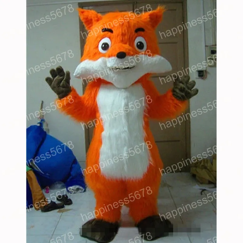 Simulation Long Fur Fox Mascot Costumes High quality Cartoon Character Outfit Suit Halloween Adults Size Birthday Party Outdoor Festival Dress