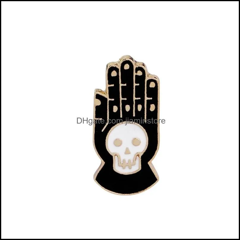 vintage jewelry evil hard enamel pins punk lapel pin skeleton skull palm totem introvert loner brooch button clothes bag badges