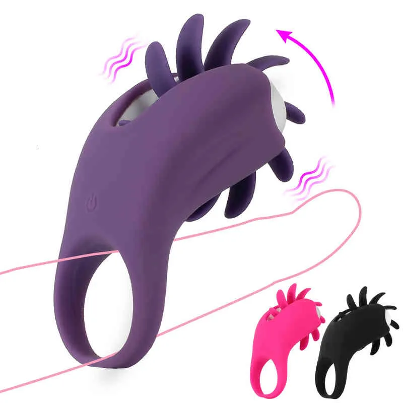 Vibratör Seks Oyuncaklar 10 Hızlı Vibratörler Penis Halkası Horoz Halkaları Döndürme Oral Vajina Klitoris Stimülatör G-Spot Masaj Dil Yultu Yetişkin Ürünleri JV81