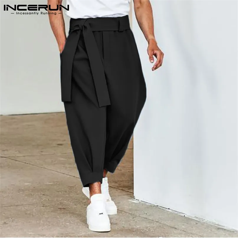 Incerun Mens Fashion Solid Color Pants Trapstring Casual Harem broek Chinomens Losse Wide Leg Pant broek S5XL 7 220815