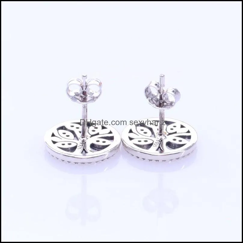 Stud Original 925 Sterling Silver Earring Trees Of Life Earrings With Crystal For Women Wedding Gift Fashion Jewelry