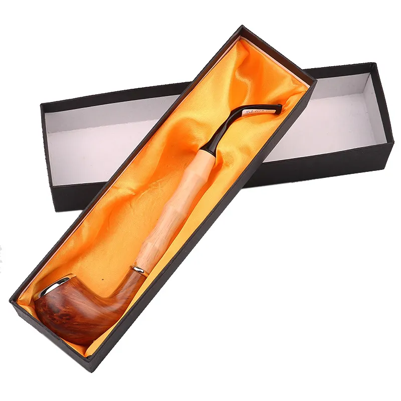 Confezione regalo media e lunga contenente portasigarette in acrilico nero per pipa in resina accessori per pipa in legno di bambù