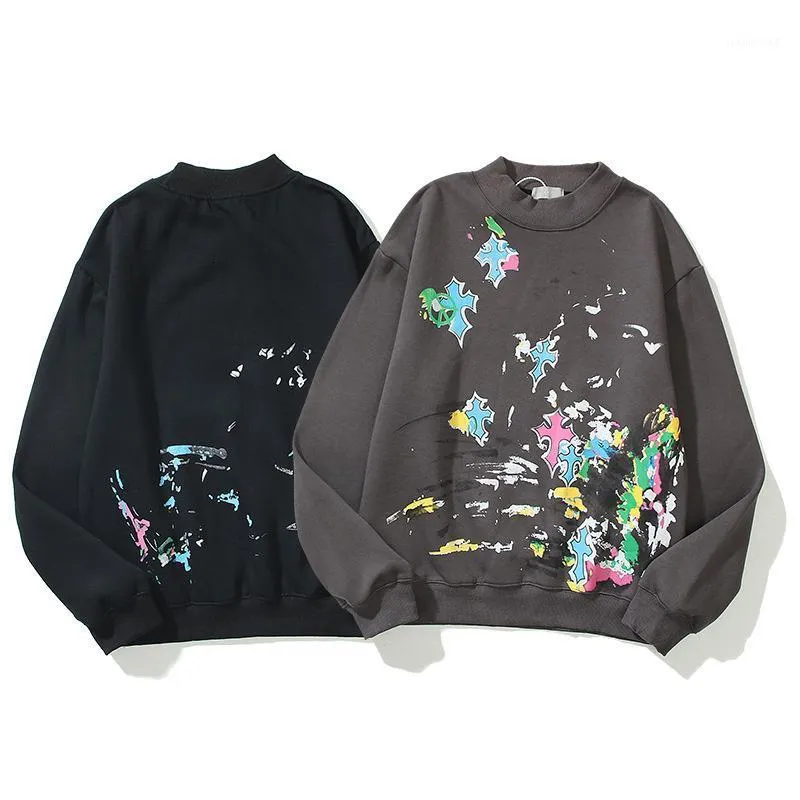 Męskie bluzy bluzy HARAJUKU DRUKOWANIE MĘŻCZYZNY PULLOVER AUTN 2022 VINTAGE GRAFFITI LONG SLEEVE STREETWear Okoła szyi Ogabersa Casual Co