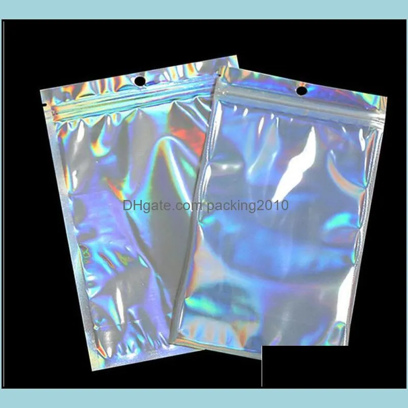 1000pcs/lot Flat Zip lock Bath Salt Cosmetic Bag One Side Clear Holographic Laser Mini Aluminum Foil Zip Lock Plastic Bags Thick