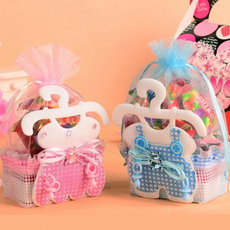 Presentförpackning 12st Baby Shower Candy Bags Event Party Supplies Decoration Söt Kid Paper Baptism gynnar söt födelsedag Baggift