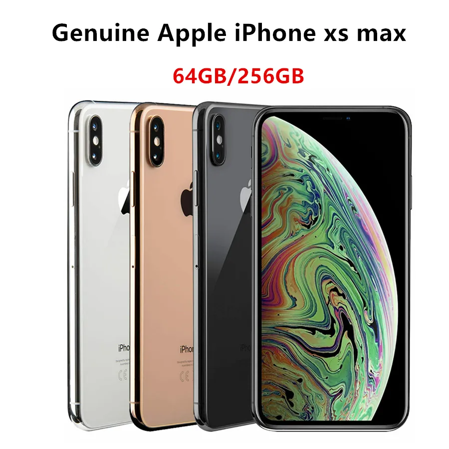 Téléphone d'origine Apple iPhone XS Max 6,5 "ios débloqué 4 Go de RAM 64 Go / 256 Go Smartphone remis à neuf 1 pc DHL