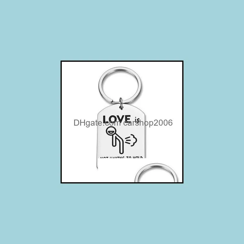 Pendant Necklaces European And American Stainless Steel Jewelry Couple Keychain Gift Necklace Cartoon Abstract Love Chris Carshop2006 Dhspk