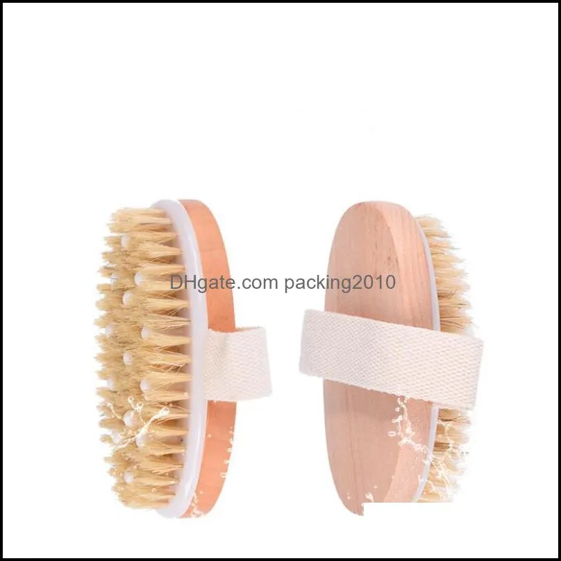 Unisex soft bead natural boar bristles shower brush Dry skin body brush remove dead skin body brush