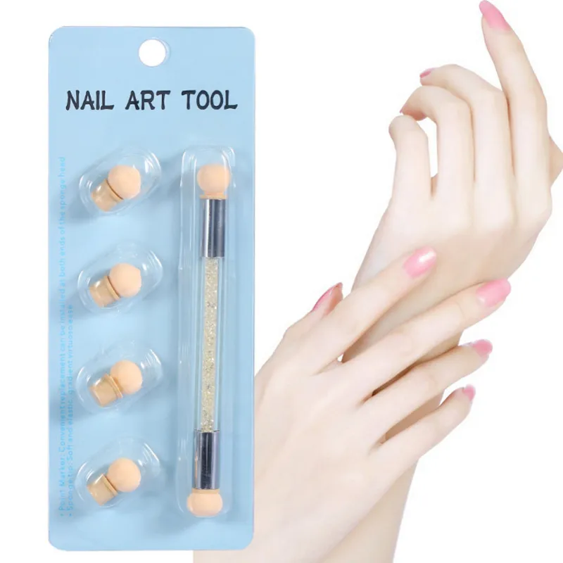 Double-Ended Nail Brush Set Gradient Sponges Nail Art Borstes Pen Acrylic Gel Glitter Powder Picking Doting Tools