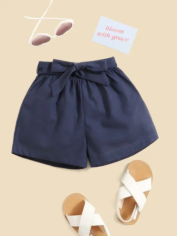 Baby Solid Belted Shorts SHE