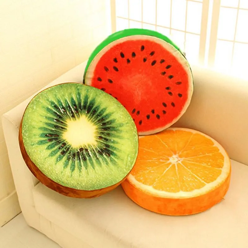 Coussin/Oreiller Décoratif Fruit Créatif Coussin En Peluche Amovible Et Lavable Oreiller De Siège De Simulation Orange KiwiCoussin/Décoratif
