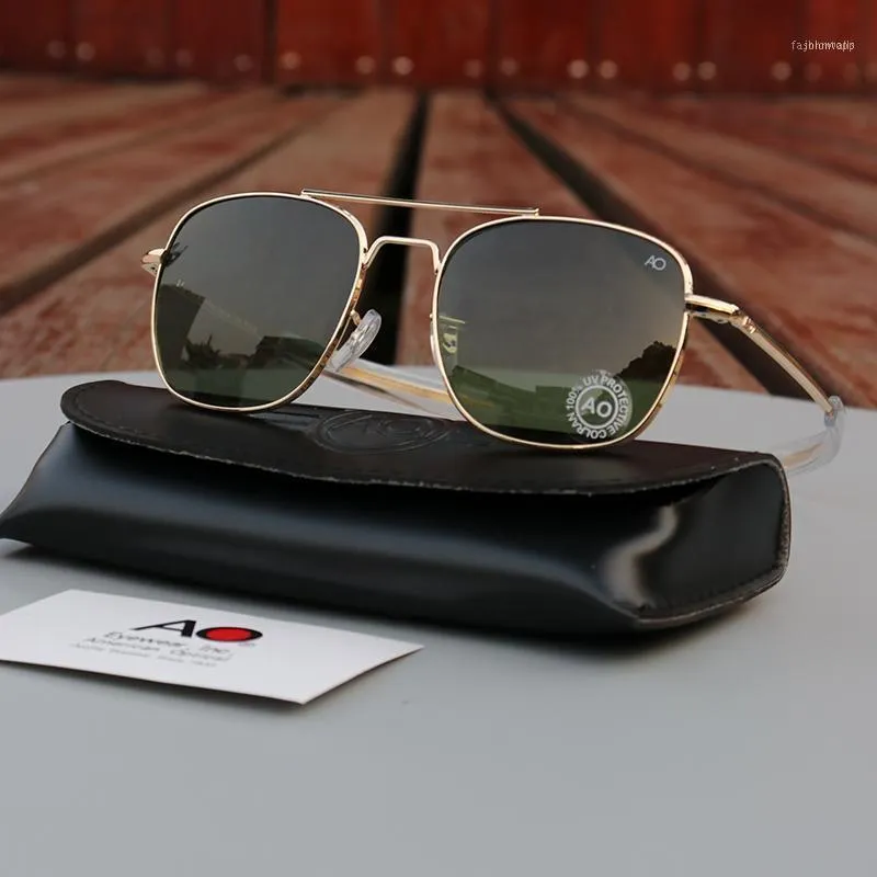 نظارة شمسية AO Pilot Men Vintage Retro Aviation Sun Glasses American Optical Eyewear Original Box Case Gafas de Sol Hombre