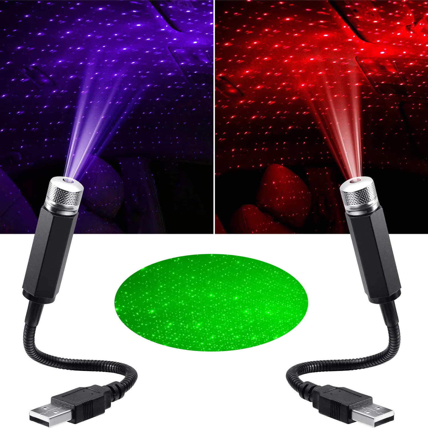 USB-prylar Romantisk LED Stjärnhimmel Nattljus 5V USB-driven Galaxy Star-projektorlampa för biltakrum Takdekor Plug and Play